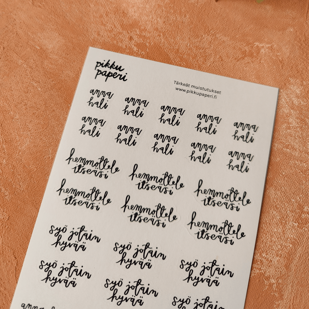 Tärkeät muistutukset | Tarra-arkki