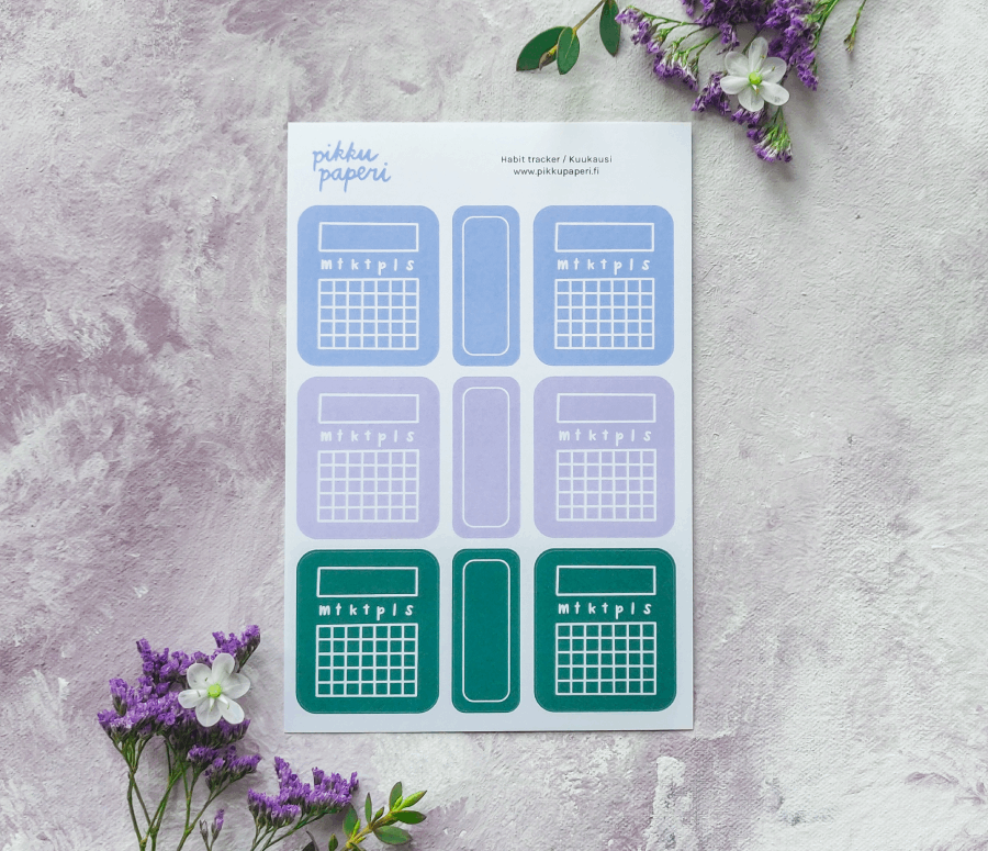 Habit tracker, kuukausi | Tarra-arkki