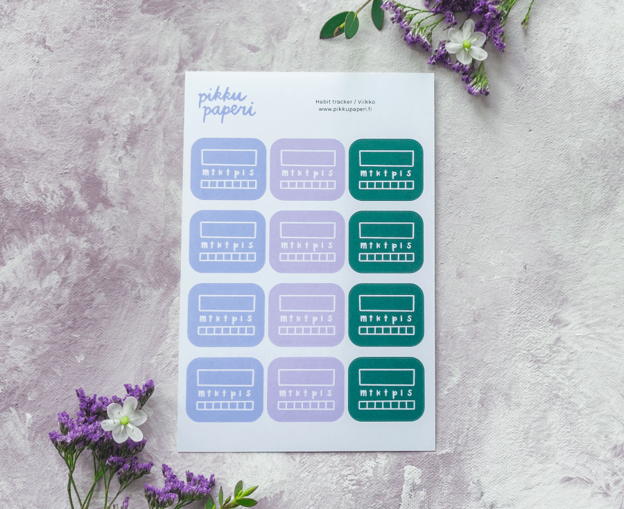 Habit tracker, viikko | Tarra-arkki