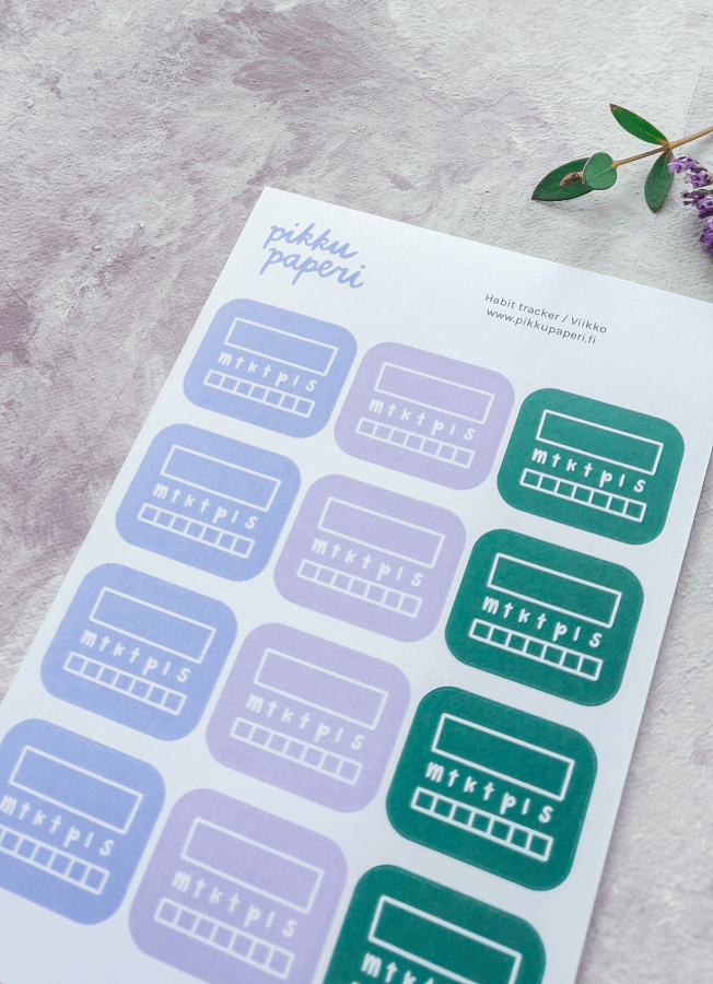 Habit tracker, viikko | Tarra-arkki